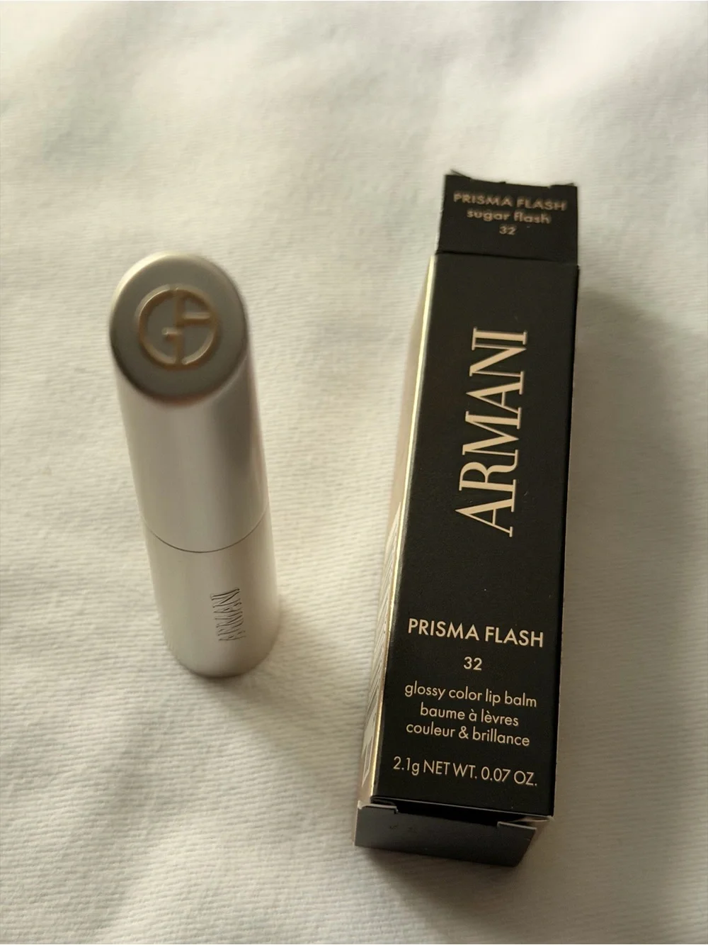 Giorgio Armani Prisma Flash Lip Balm - Sugar Flash 32 (Pink, Gold Tube)
